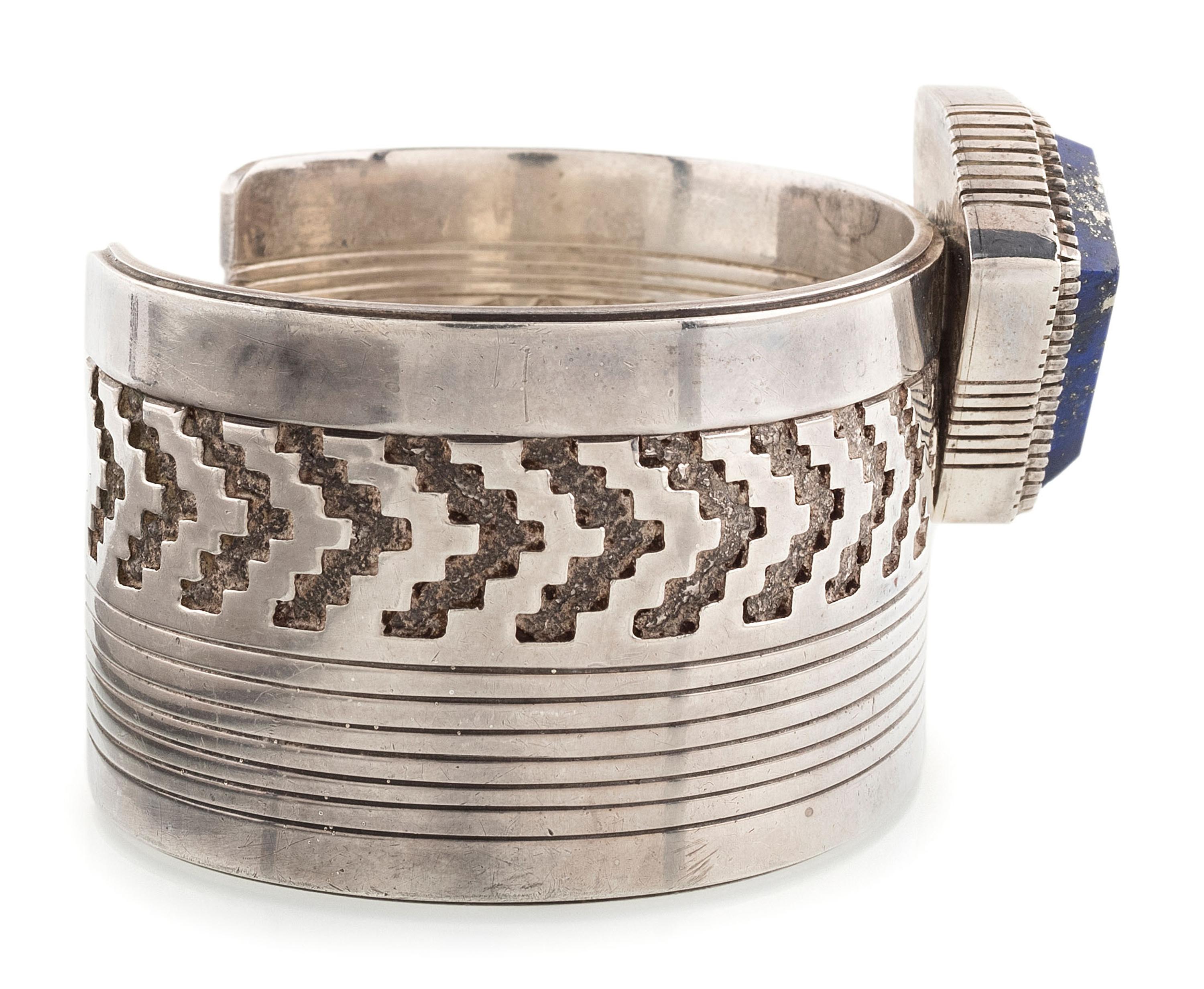 Silver and Lapis Cuff Bracelet