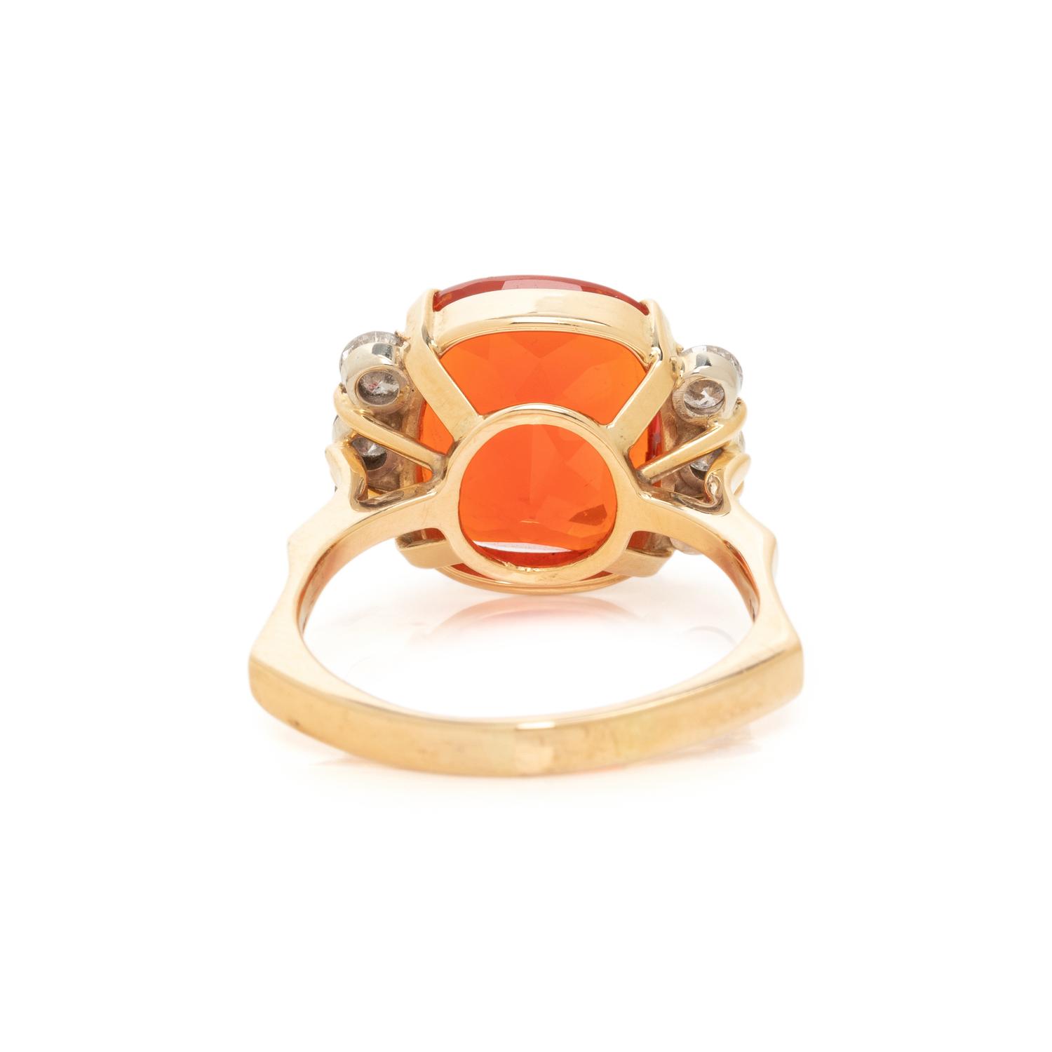 FIRE OPAL AND DIAMOND RING