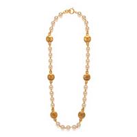Chanel, CC Coin & Gripoix Pearl Necklace