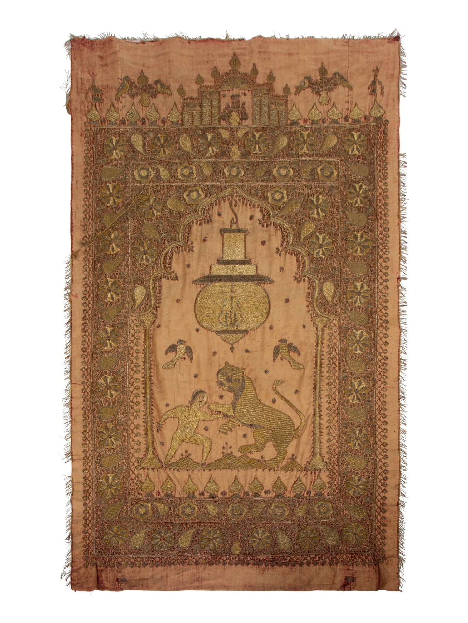 A Southeast Asian Gilt-Thread-Embroidered Panel