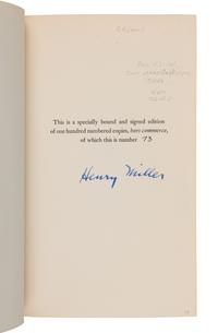 MILLER, Henry (1891-1980). Tropic of Cancer. New York: Grove Press, 1961.