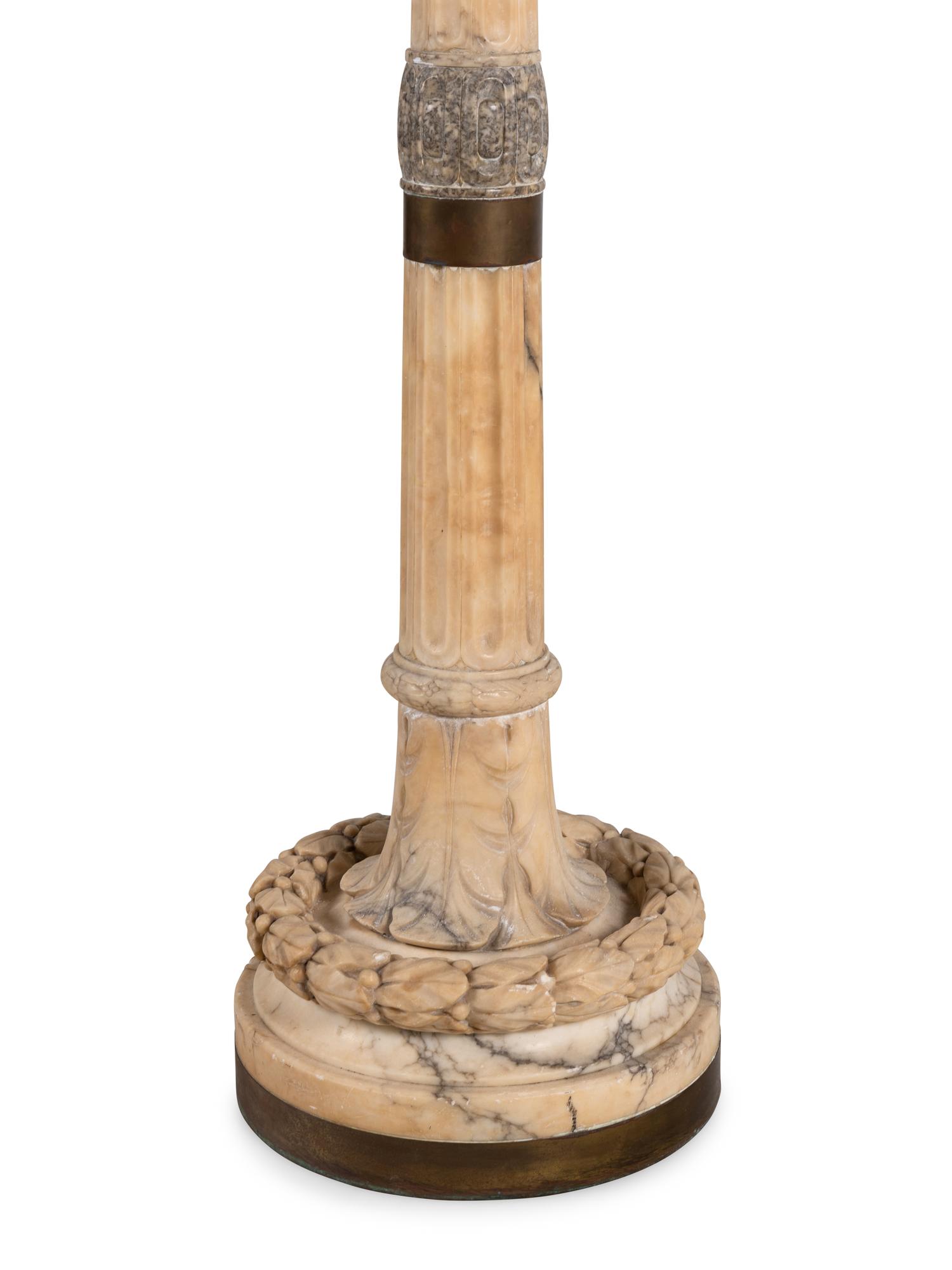 An Italian Alabaster Floor Lamp with Shade