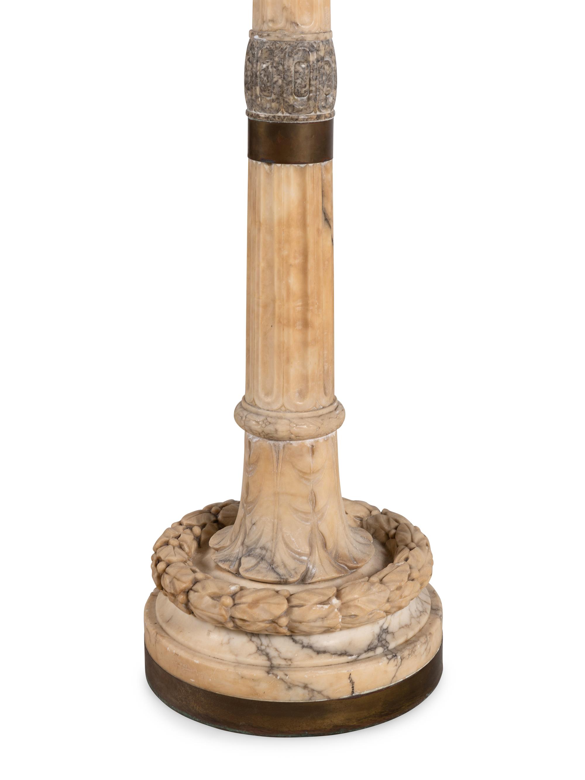 An Italian Alabaster Floor Lamp with Shade