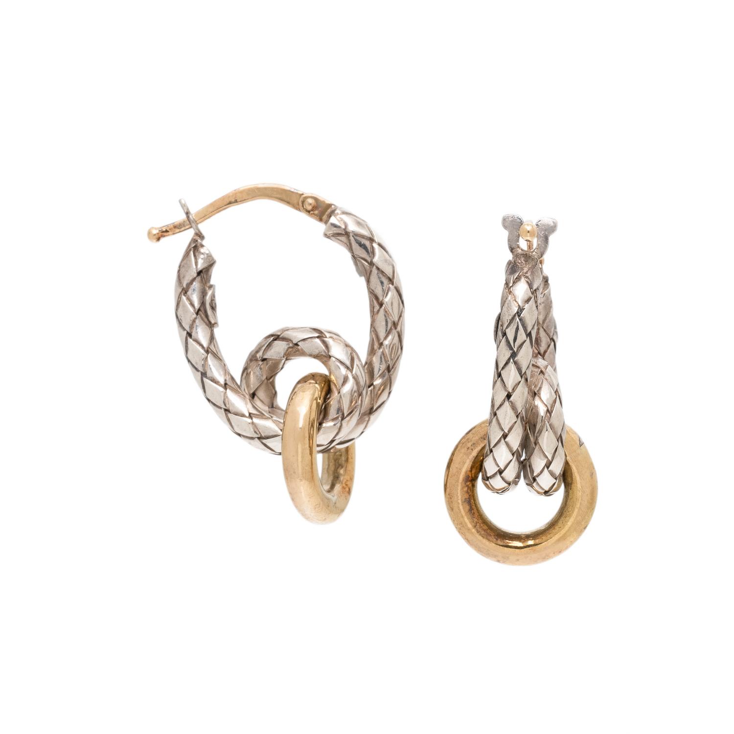 Sterling Silver and Yellow Gold Huggie Hoop Knot Earrings