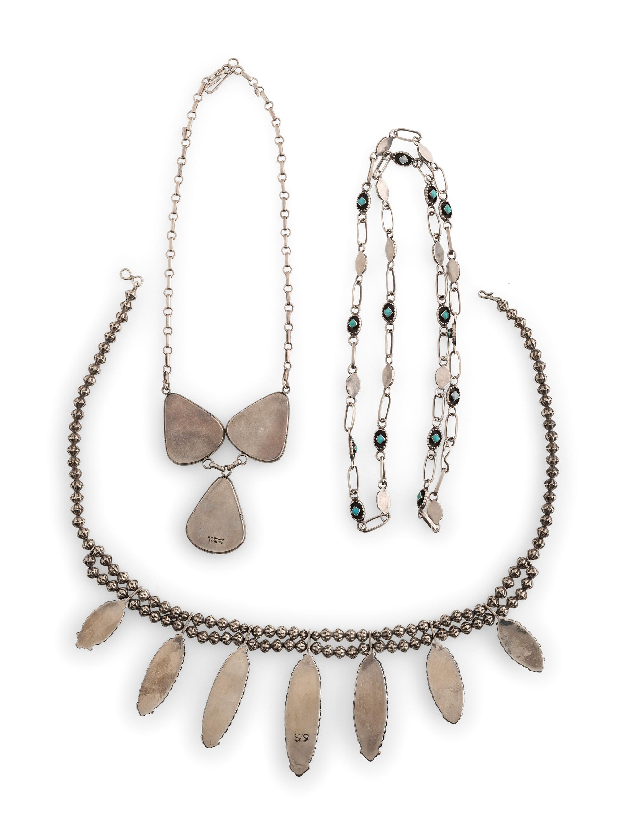 Navajo Silver and Turquoise Necklaces