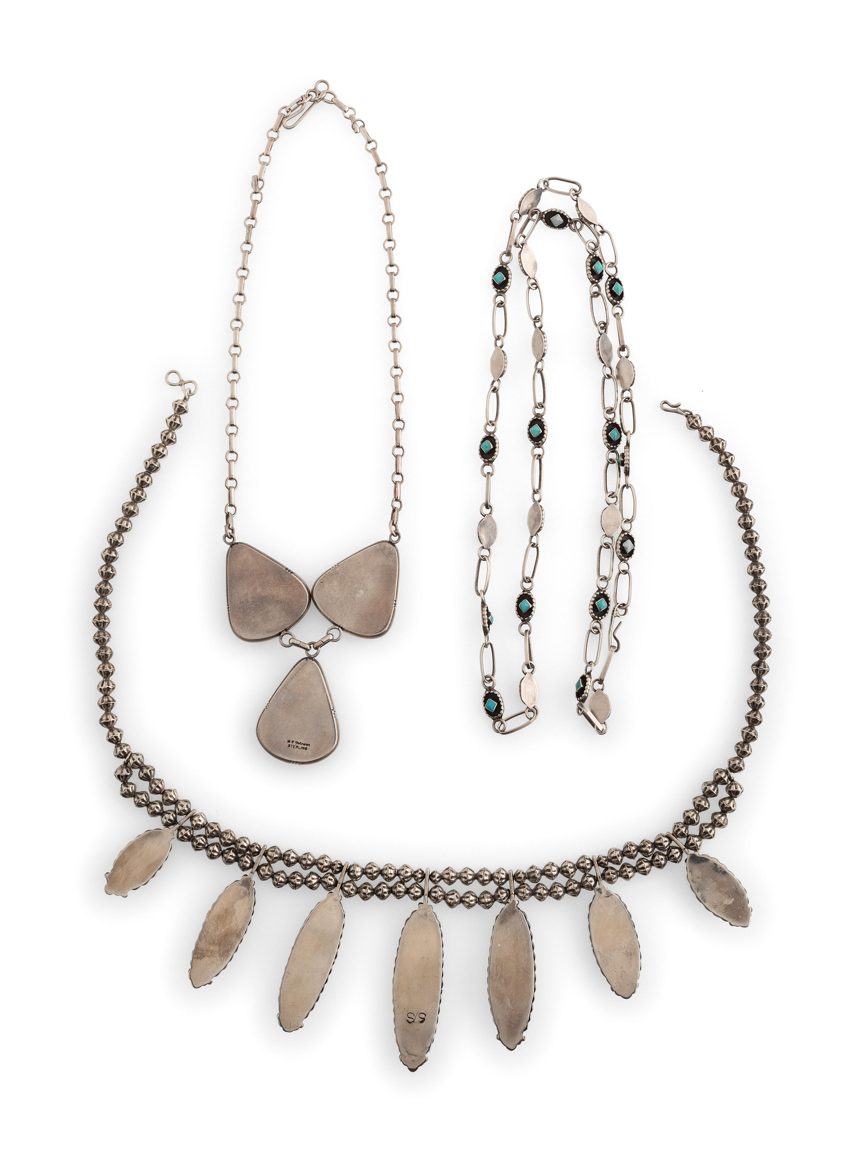 Navajo Silver and Turquoise Necklaces