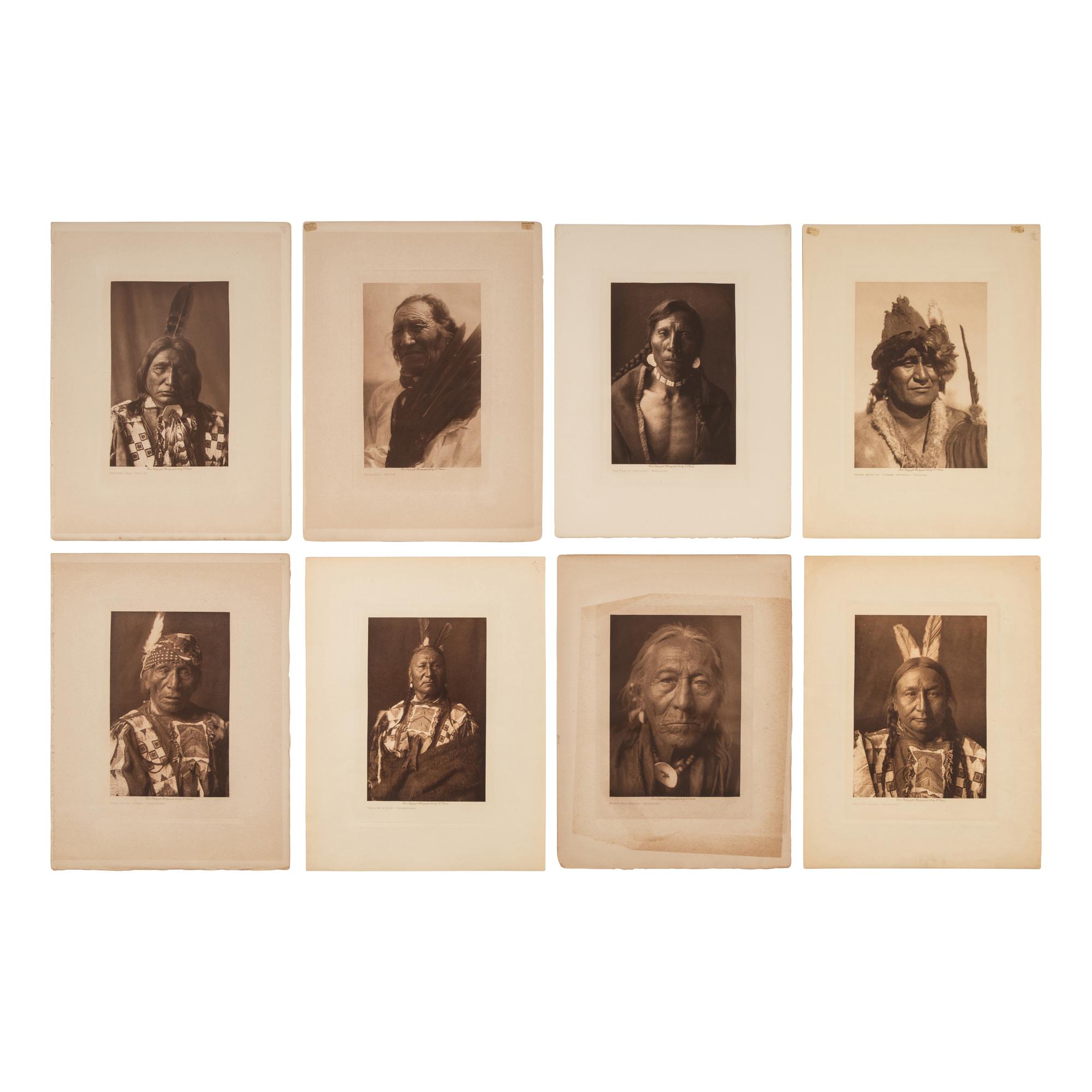 Edward Curtis (1868-1952) — Photogravures of Native American Male Subjects, Most Identified Lot of 21