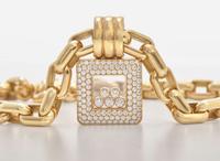 An 18K Yellow Gold Chopard Happy Diamonds Necklace