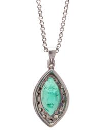 EMERALD AND DIAMOND PENDANT/NECKLACE