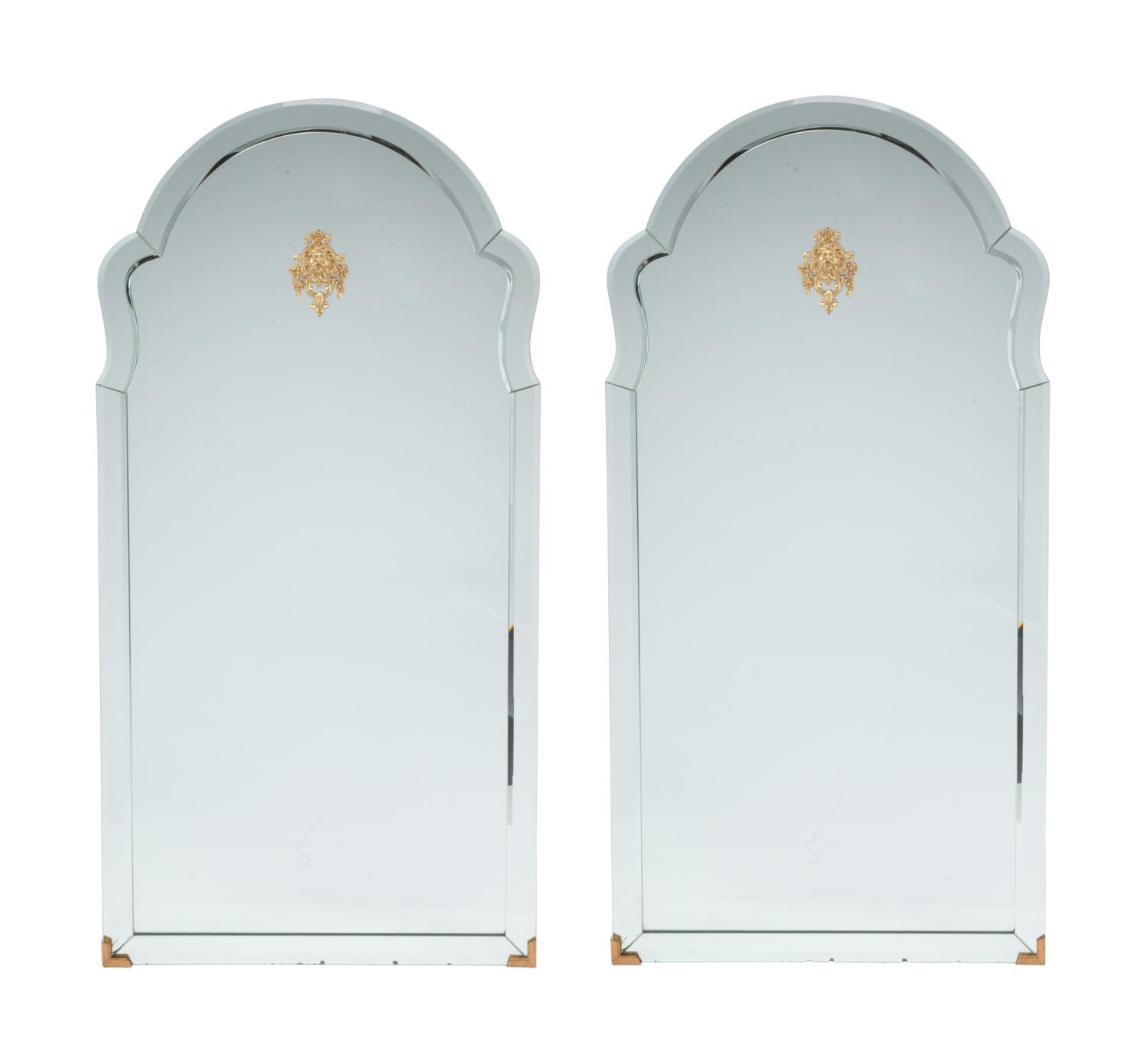 A Pair of Italian Neoclassical Style Bronze Mounted Mirrors