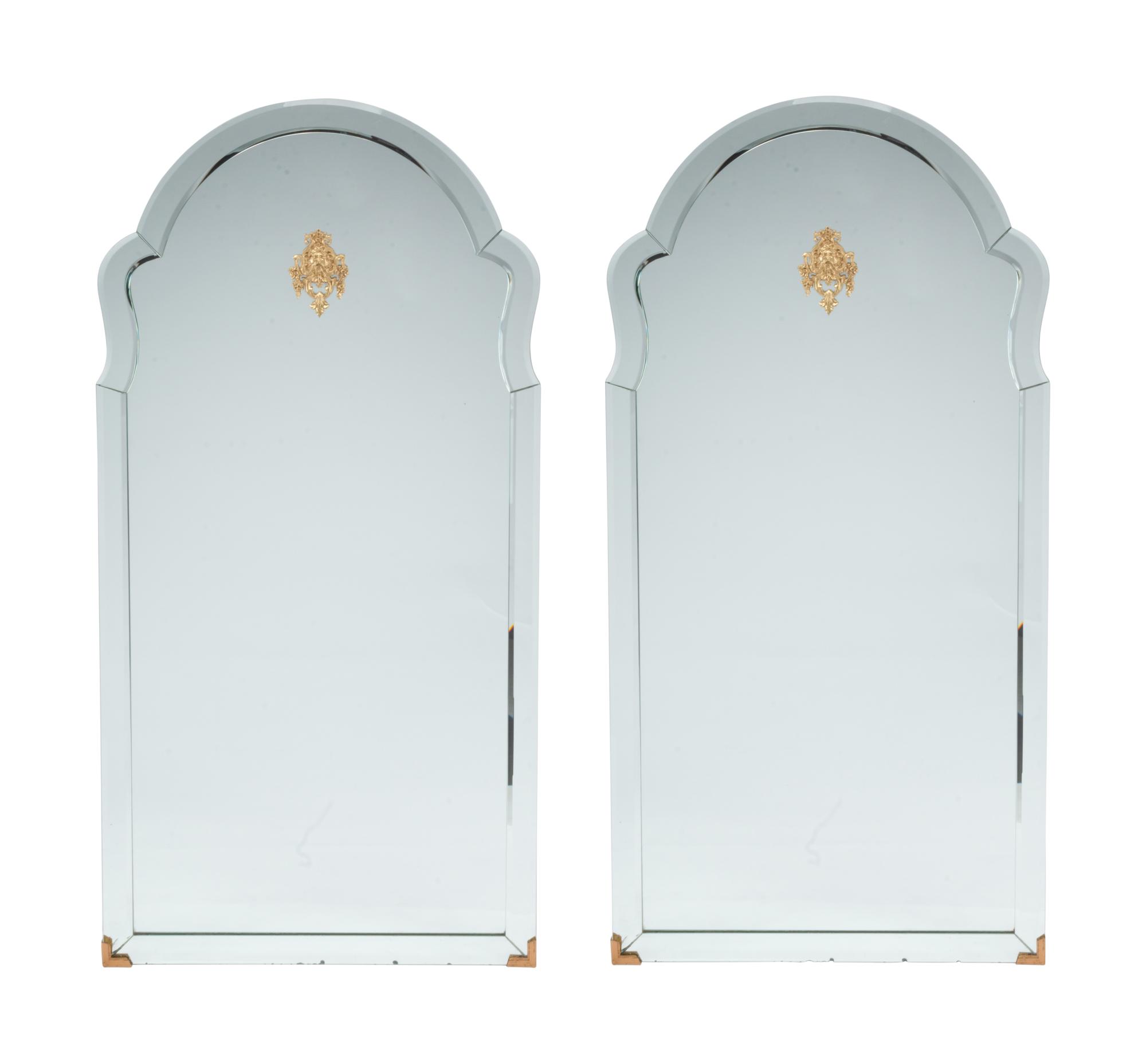 A Pair of Italian Neoclassical Style Bronze Mounted Mirrors