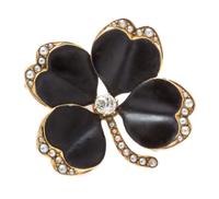 A 14 Karat Yellow Gold, Diamond, Seed Pearl and Enamel Four Leaf Clover Pendant/Brooch, 4.60 dwts.