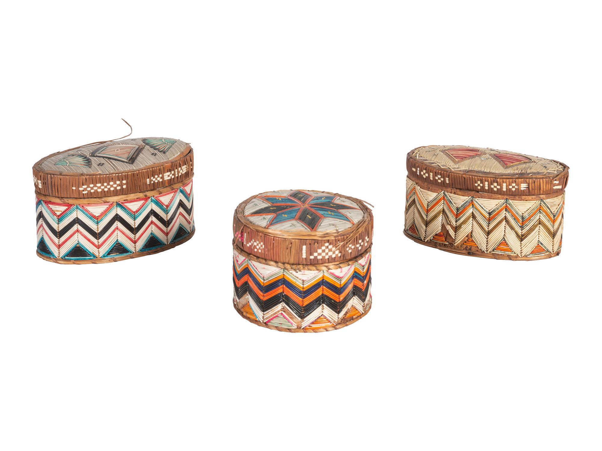 Micmac Quilled Birchbark Boxes