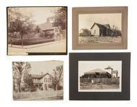 [EARLY PHOTOGRAPHY]. A collection of photographs featuring various building exteriors and interiors.