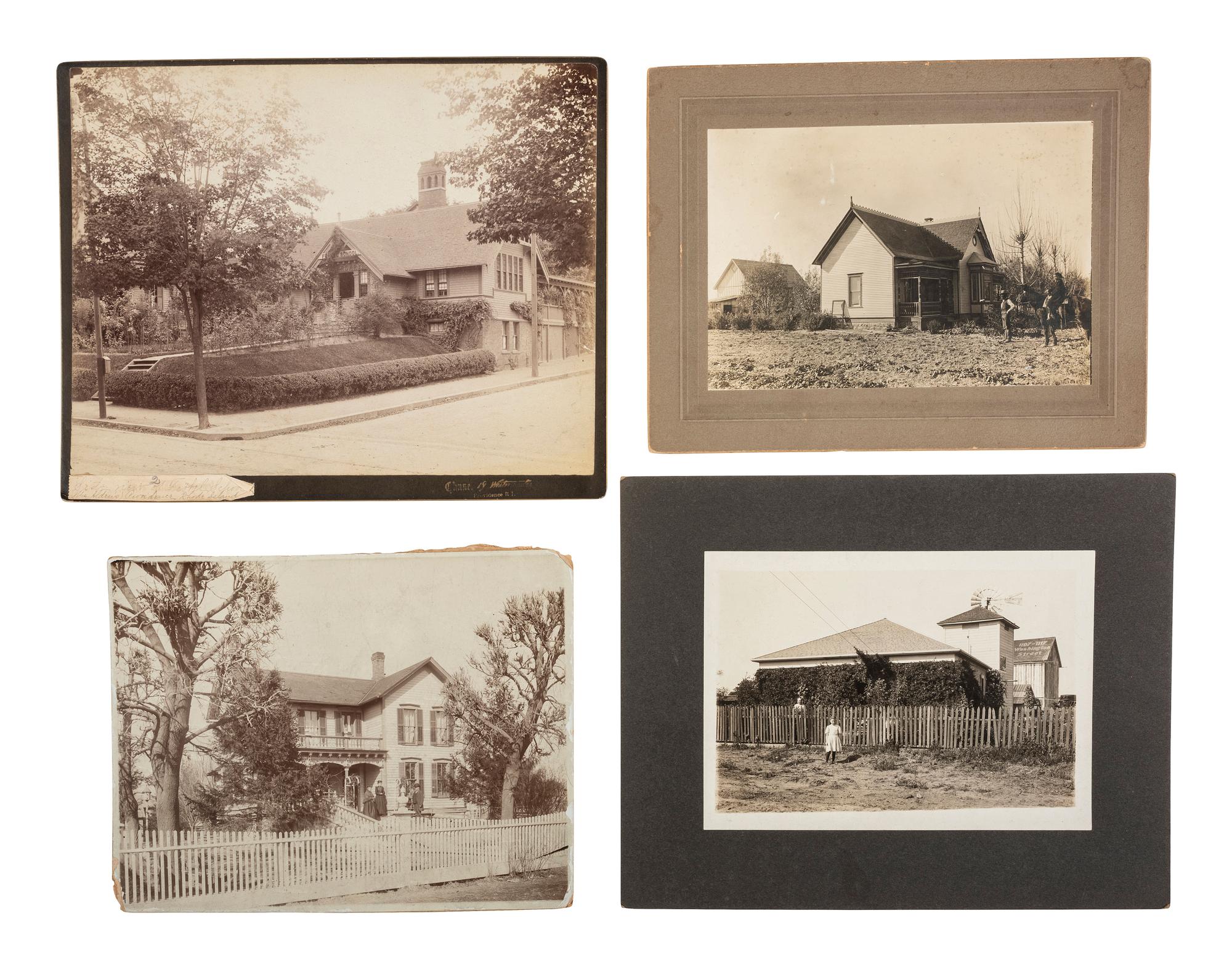 [EARLY PHOTOGRAPHY]. A collection of photographs featuring various building exteriors and interiors.