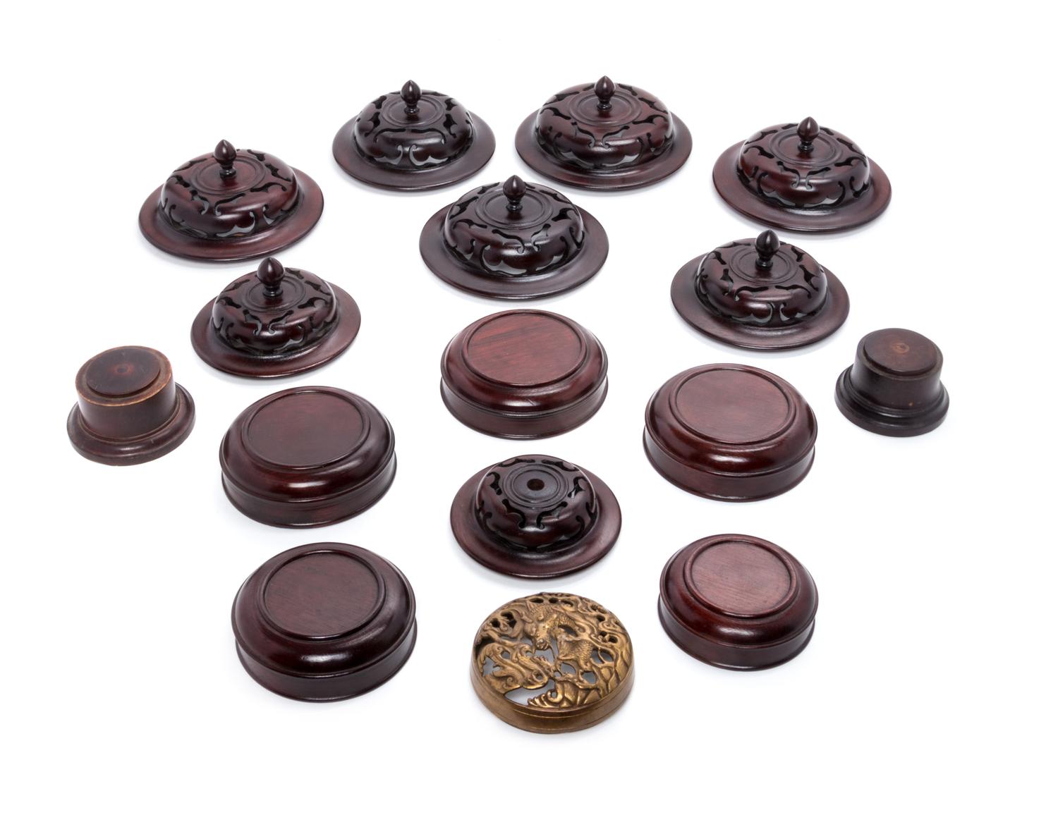 Fifteen Chinese Carved Hardwood Covers