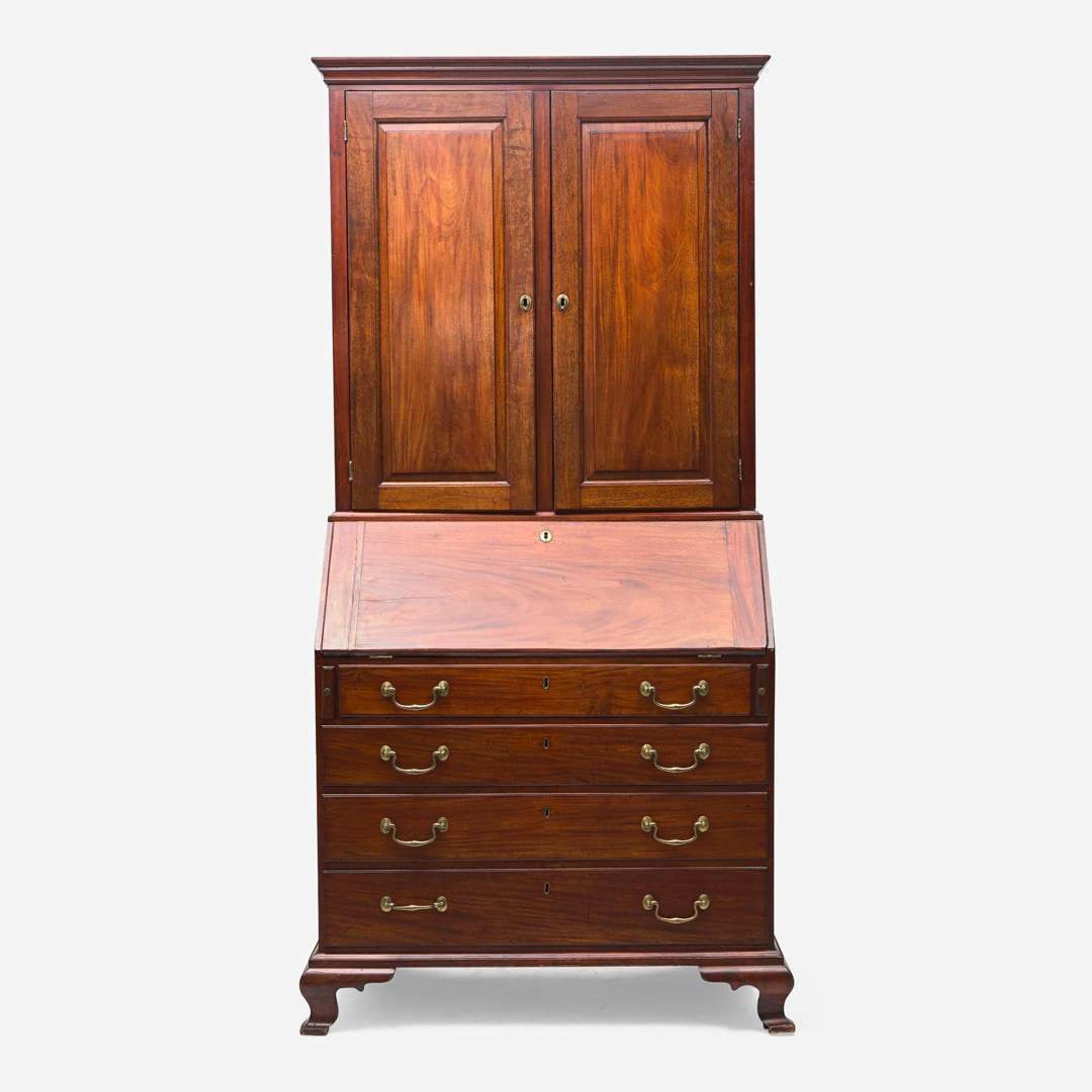 A Chippendale carved mahogany desk and bookcase Possibly Providence, Rhode Island, late 18th century