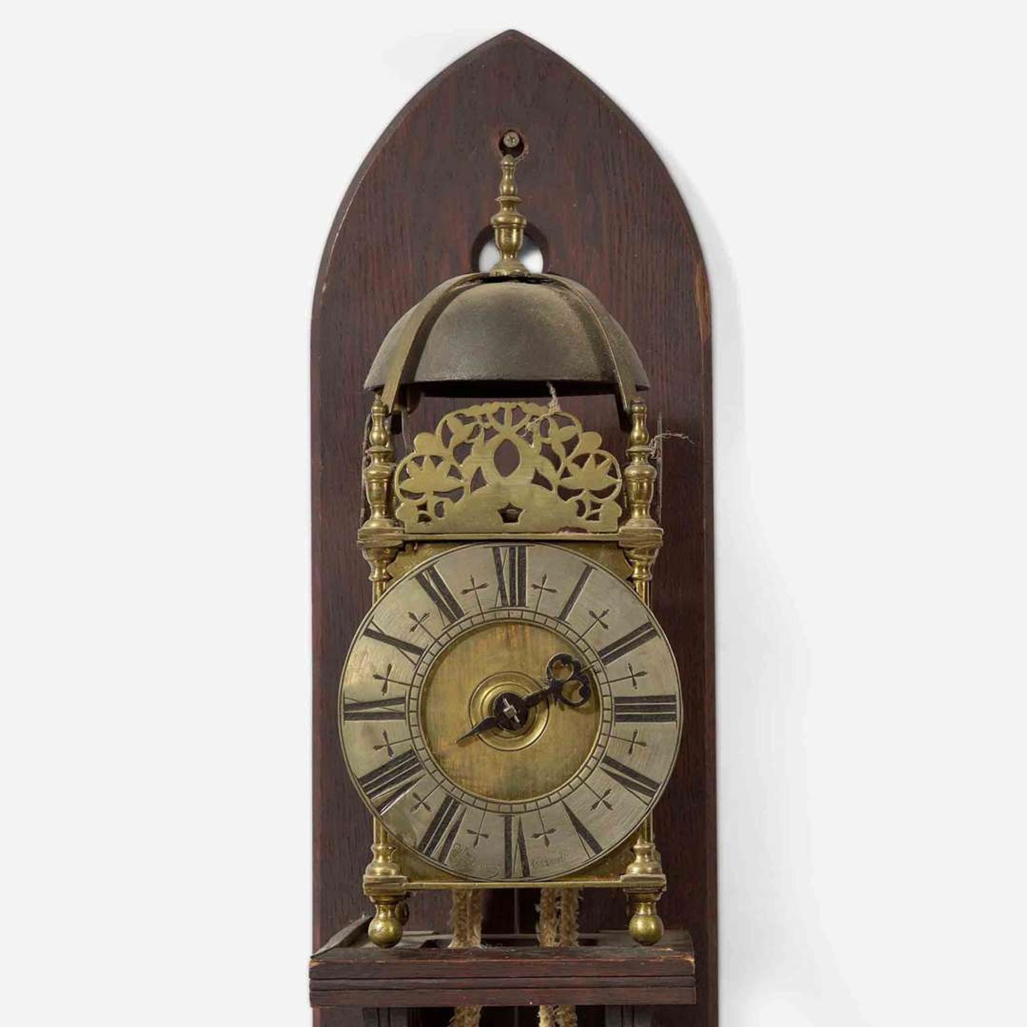 A Georgian brass lantern clock, 18th century