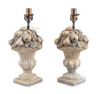 A Pair of Continental Cast Stone Finials Mounted as Lamps