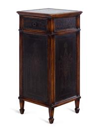 A Continental Walnut and Leather Pedestal