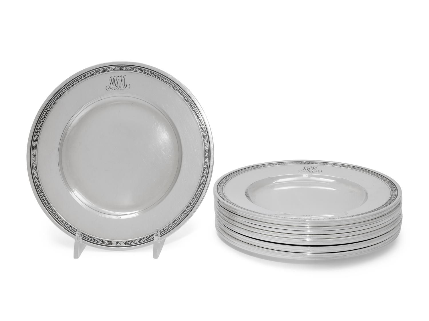 A Set of Twelve American Silver Bread Plates