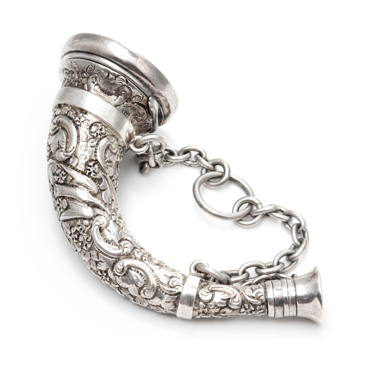 A Victorian Silver Scent Mull, Maker's Mark SM, Birmingham, 1893, the body worked to show birds, C-scrolls and floral decoration.