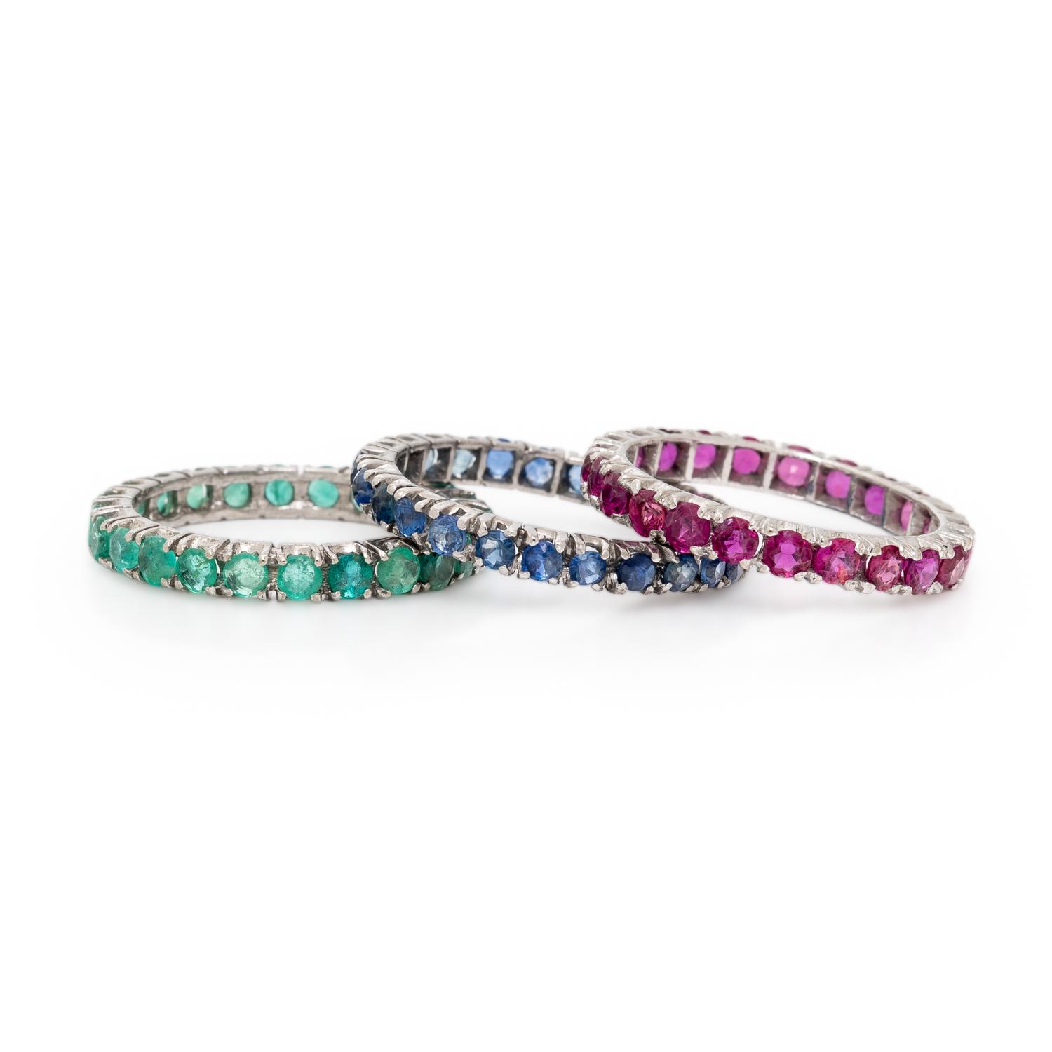 COLLECTION OF MULTIGEM ETERNITY BANDS