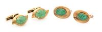 A Collection of Yellow Gold and Jadeite Cufflinks, 10.30 dwts.