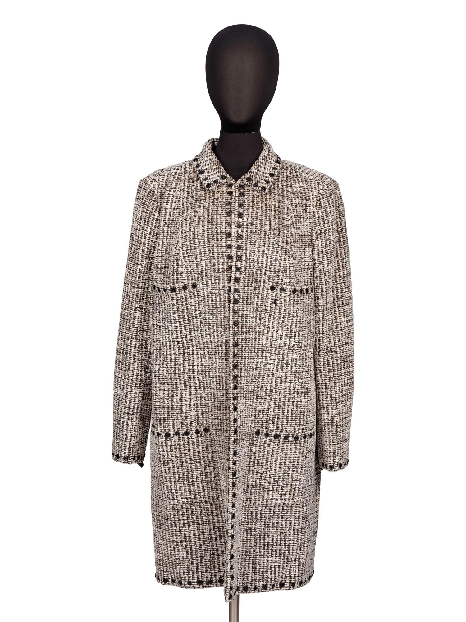 Chanel, Long Tweed Jacket with Snaps
