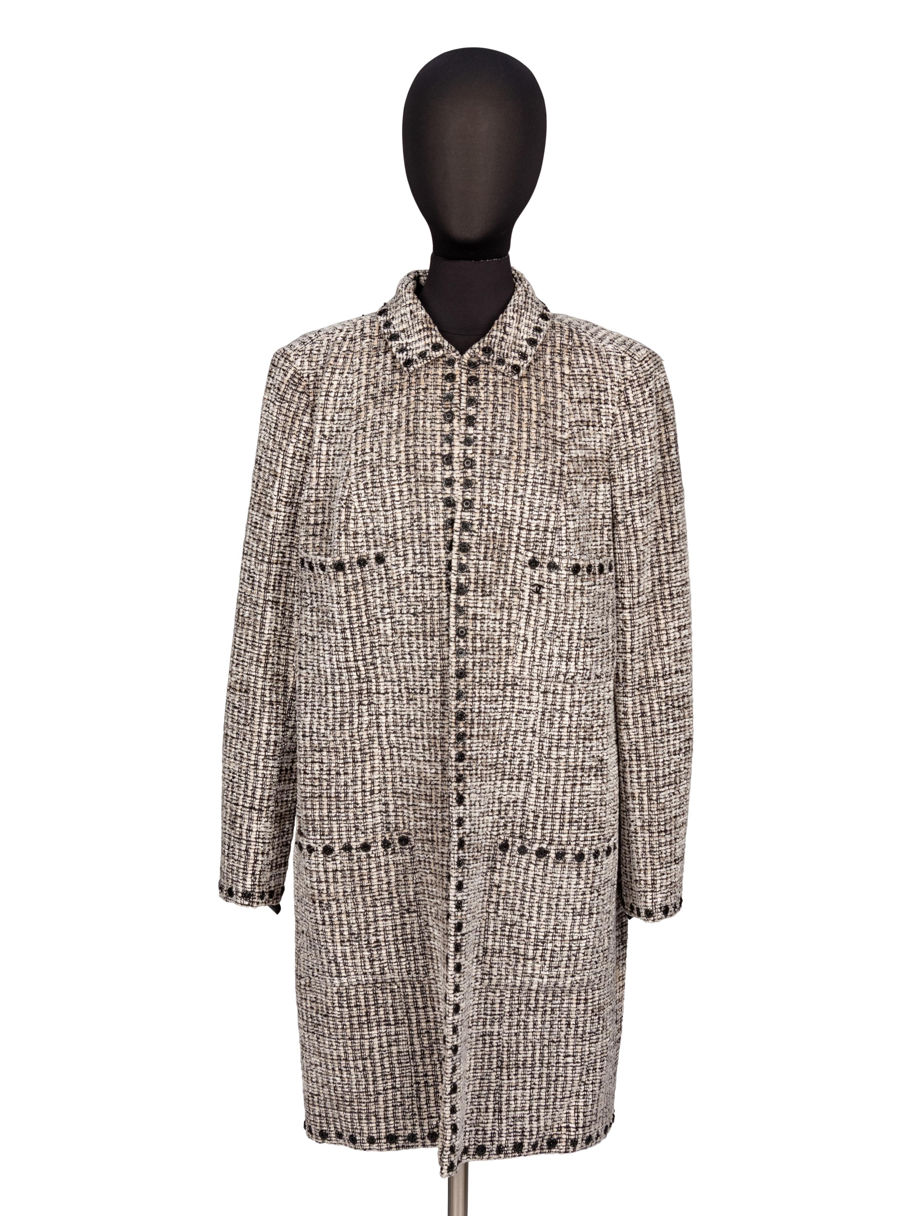 Chanel, Long Tweed Jacket with Snaps