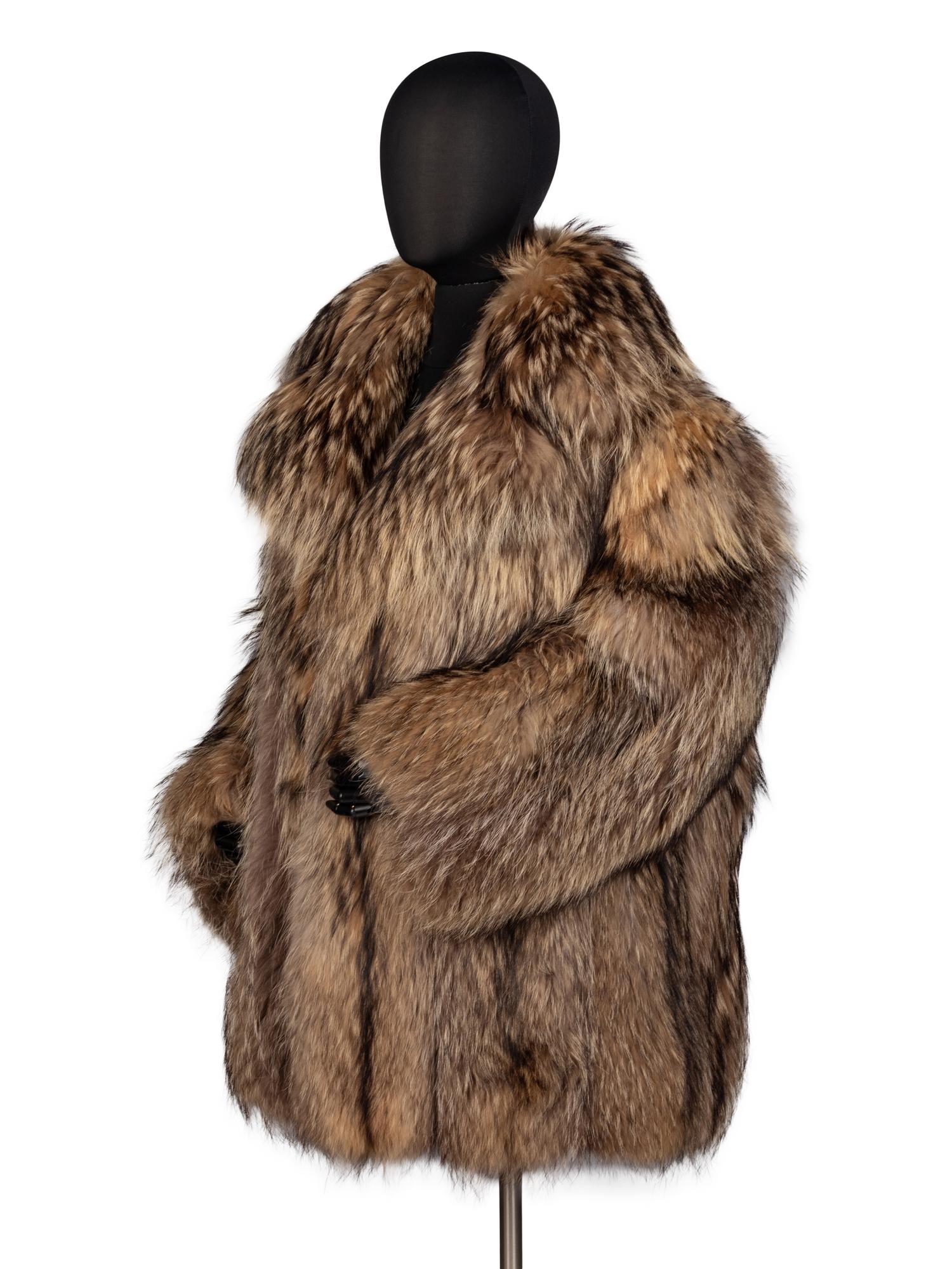 A Galanos Smokey Fox Fur Coat
