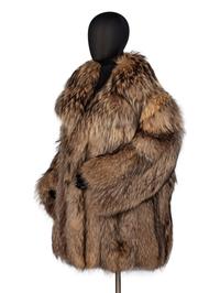 A Galanos Smokey Fox Fur Coat