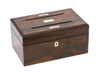 A Continental Rosewood Letter Box, Width 10 inches.