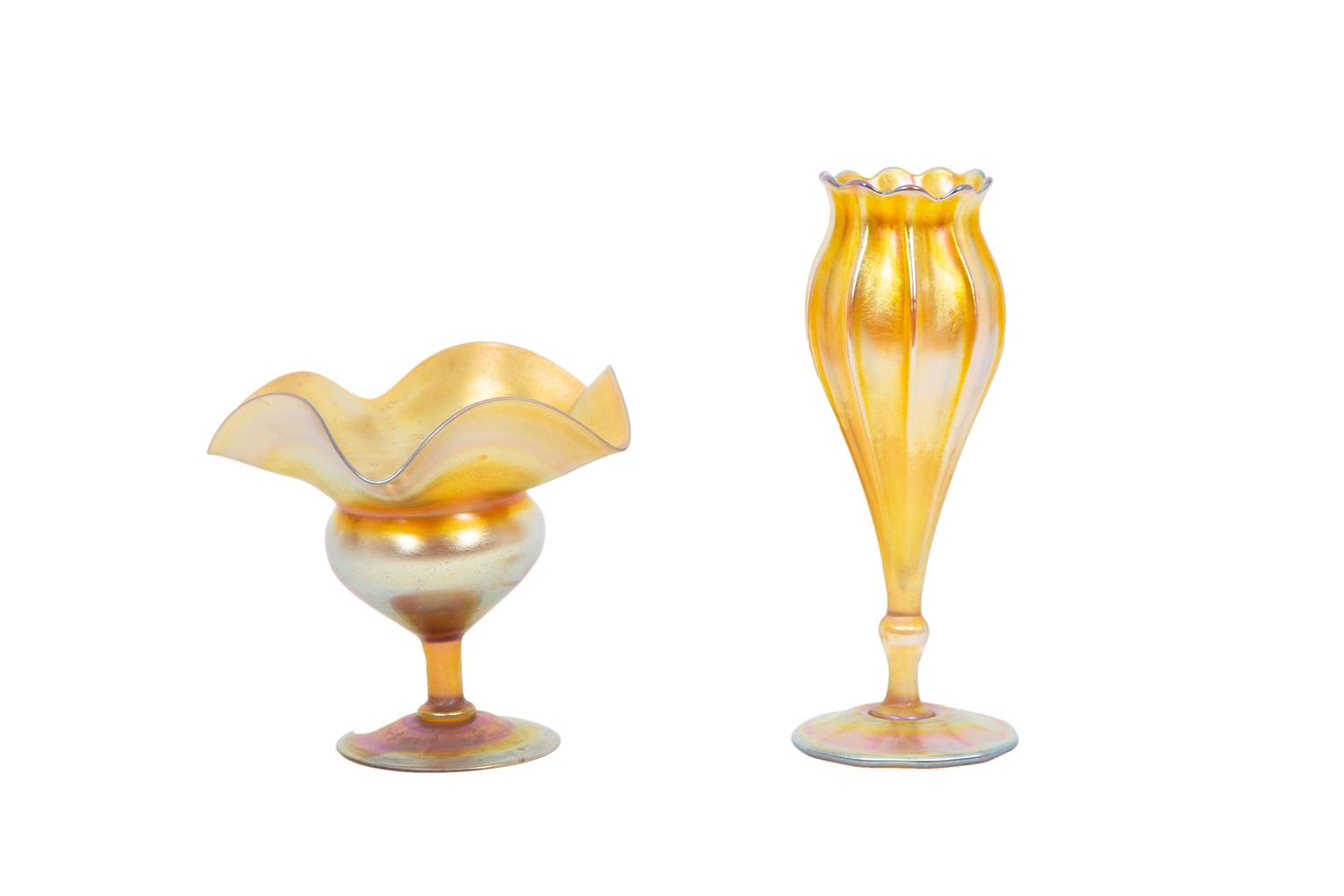 Two Tiffany Studios Favrile Glass Vases