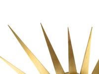 A Contemporary Brass "Sunburst" Light Fixture and a Brass Fixture with a Drum Shade