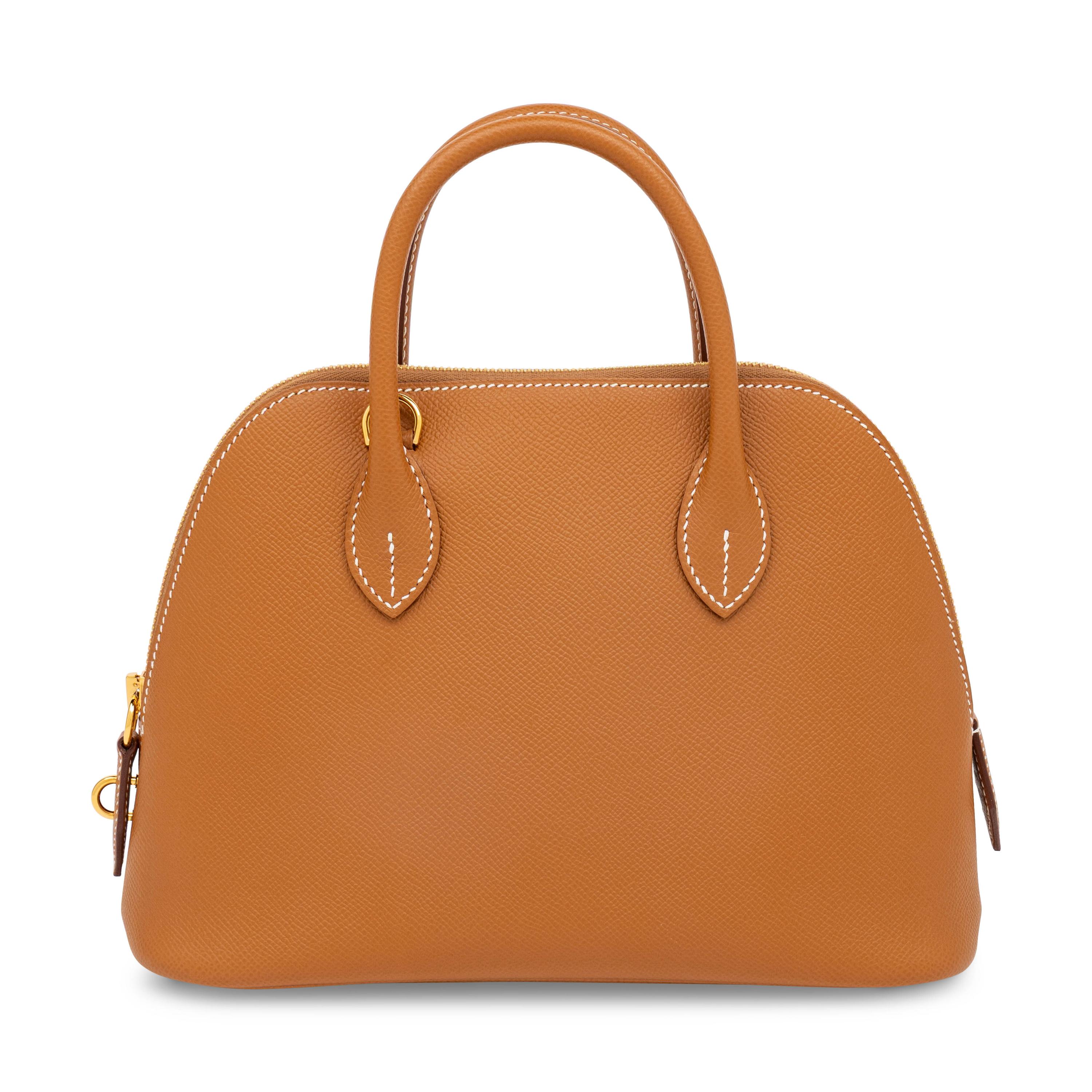 Hermès, Bolide 25 in Gold Epsom with Horse Charm