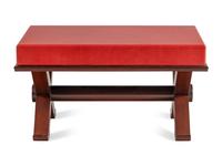 A Custom Red Leather-Upholstered Gilt Metal Stool