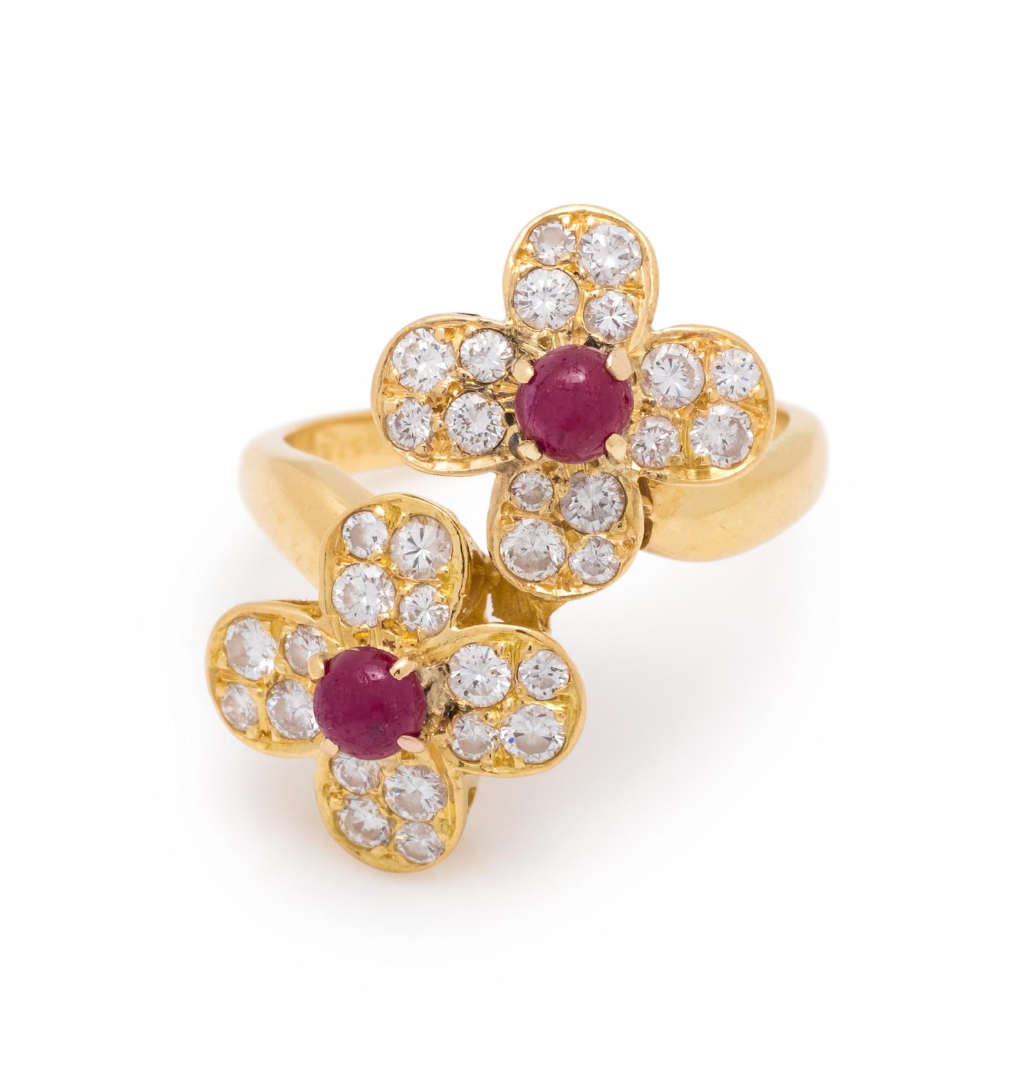 VAN CLEEF & ARPELS, RUBY AND DIAMOND 'TRÉFLE' RING