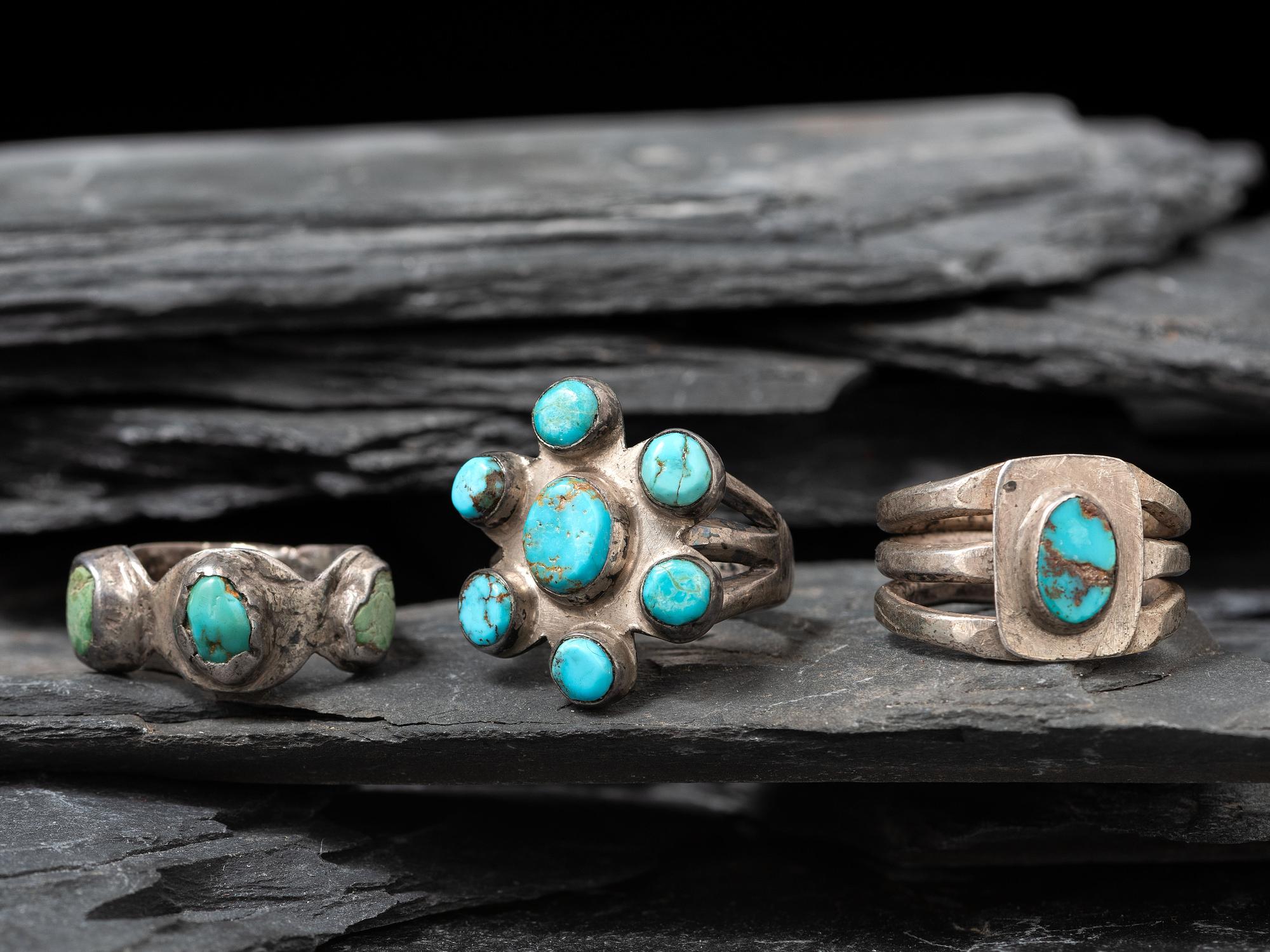 Navajo Ingot and Turquoise Rings, Collected by Hoffman Birney (1891-1958)