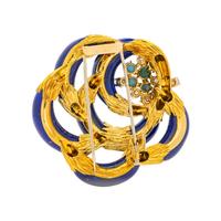 SPAULDING & CO., FRENCH, LAPIS LAZULI, TURQUOISE AND DIAMOND BROOCH