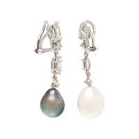 CONVERTIBLE CULTURED SOUTH SEA, TAHITIAN PEARL AND DIAMOND EARCLIPS
