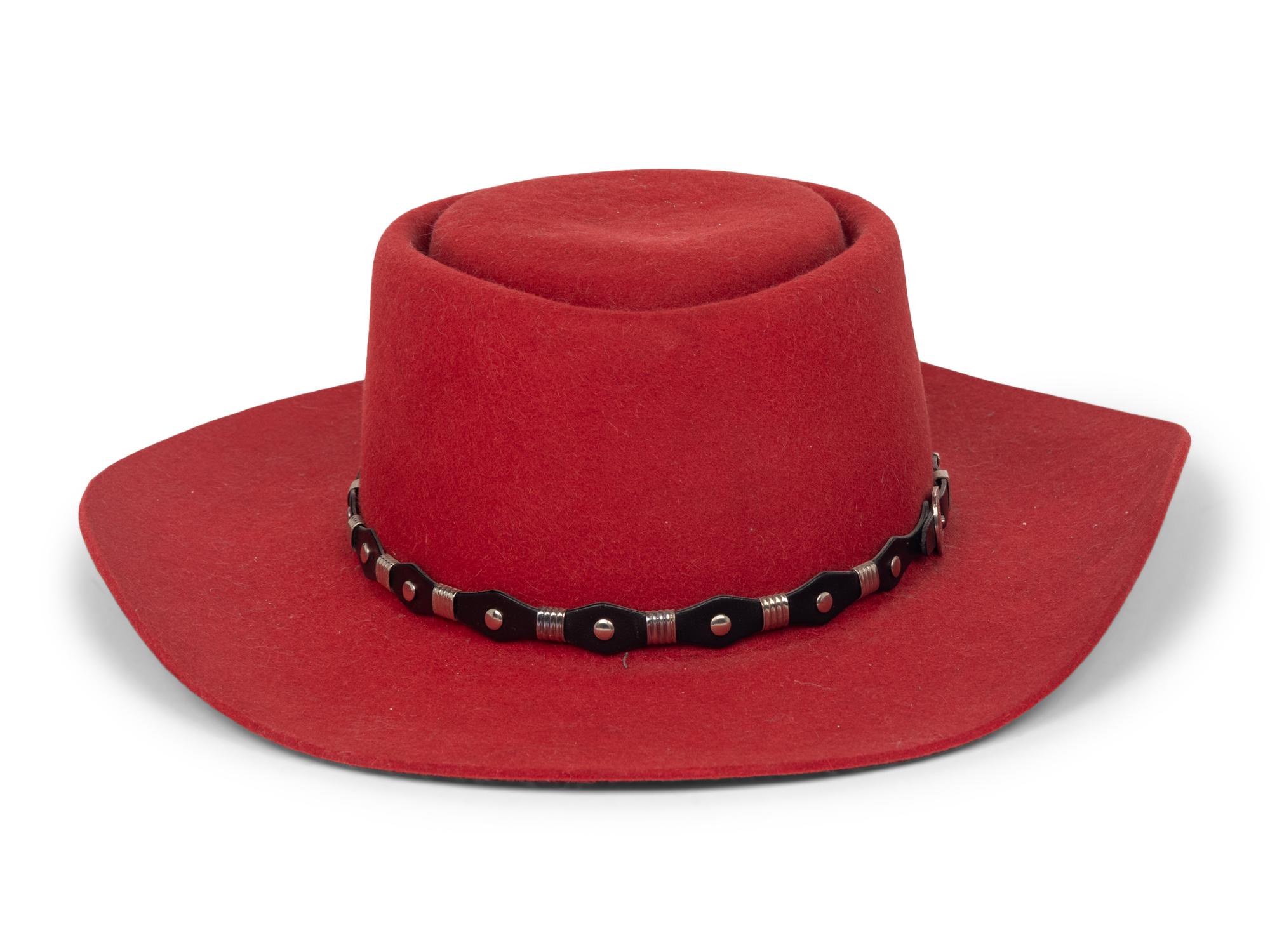 A Felted Hat with Metal Accents