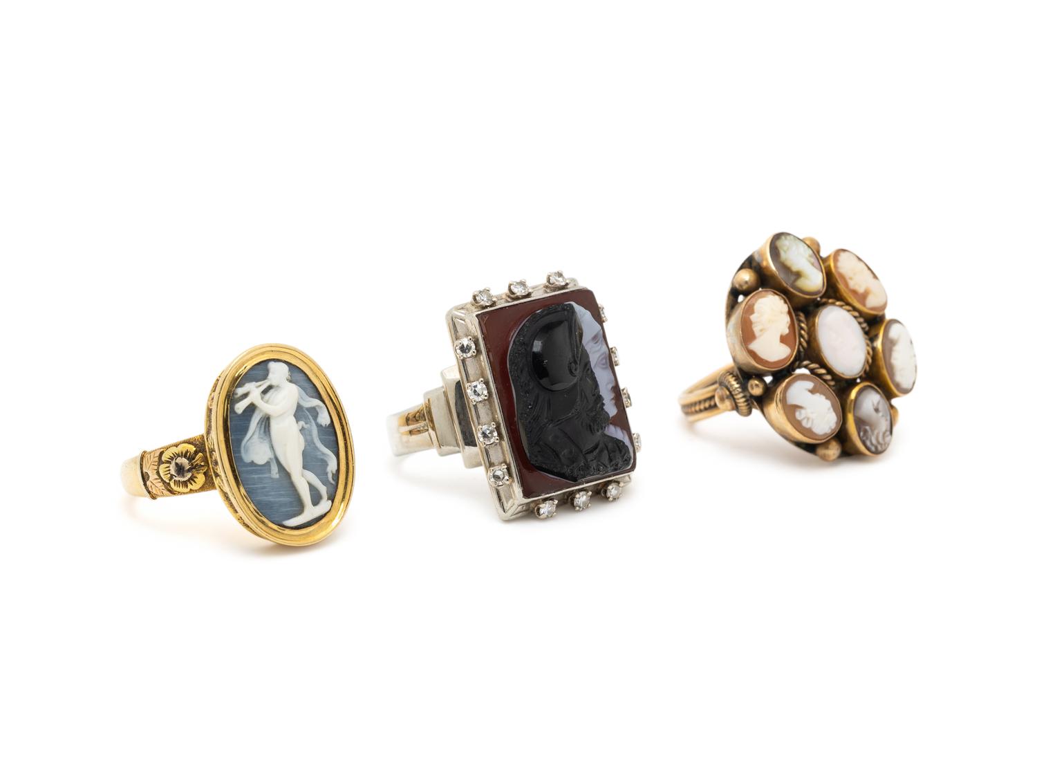 COLLECTION OF CAMEO RINGS