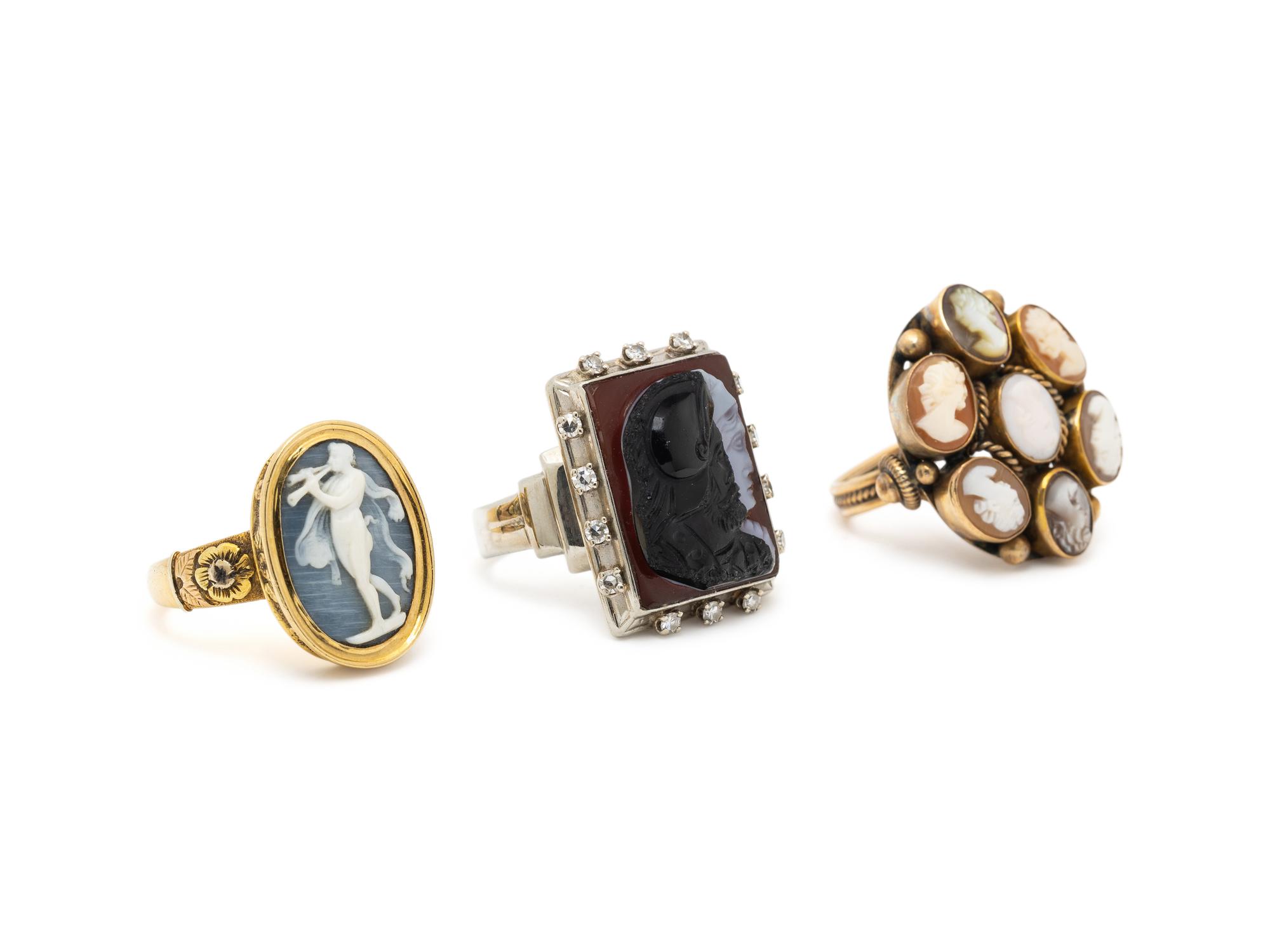 COLLECTION OF CAMEO RINGS