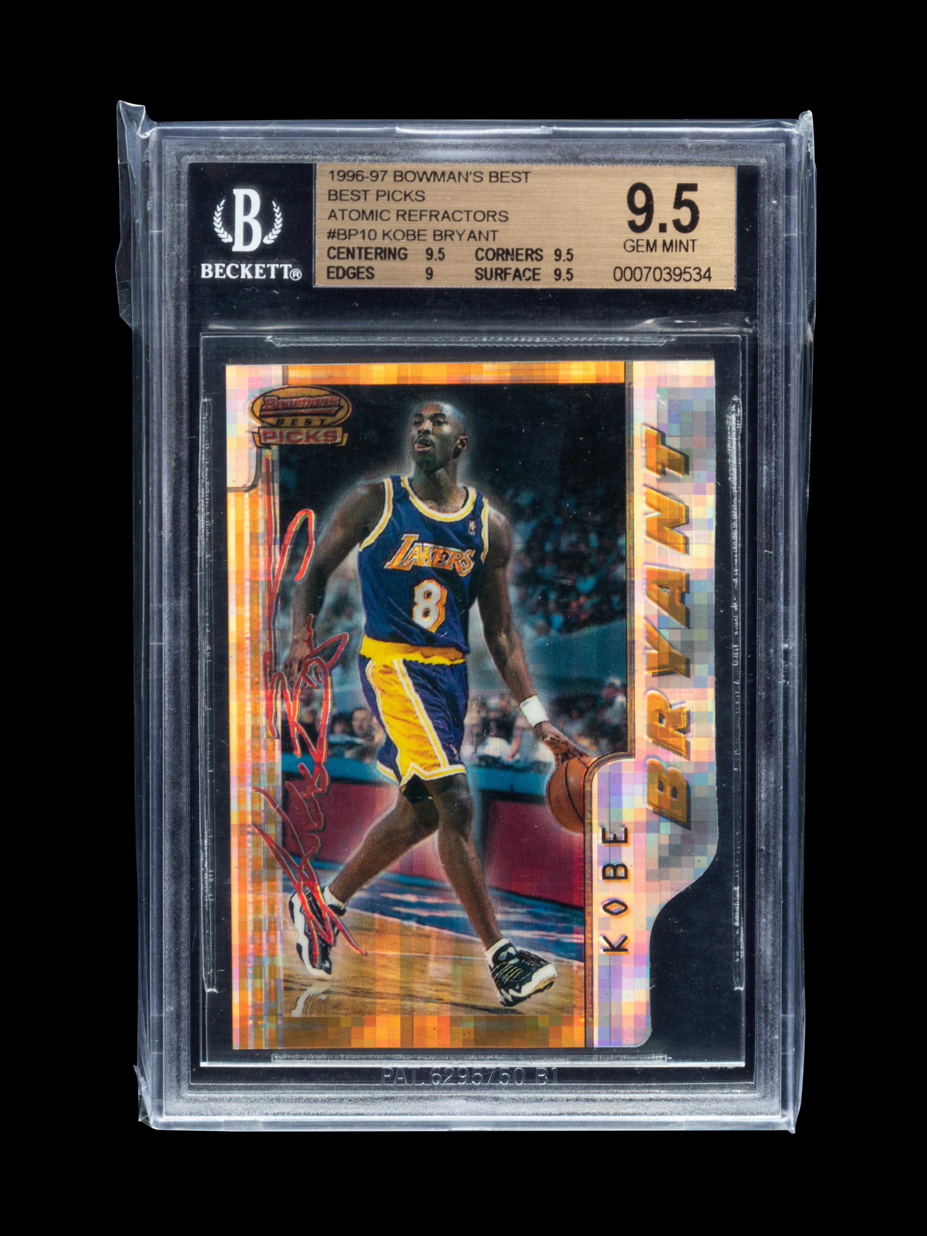 A 1996-97 Bowman’s Best Picks Atomic Refractor Kobe Bryant Rookie Basketball Card No. BP10 (BGS 9.5), None Graded Higher