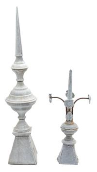 Two French Zinc Spire-Form Roof Finials Height of taller 27 inches. — 19TH CENTURY