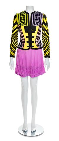 Atelier Versace Checkerboard Jacket and Skirt, 1990s No size label