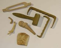 A Group of Haeger Pottery Bone and Joint Models Width of skull 5 1/4 inches.