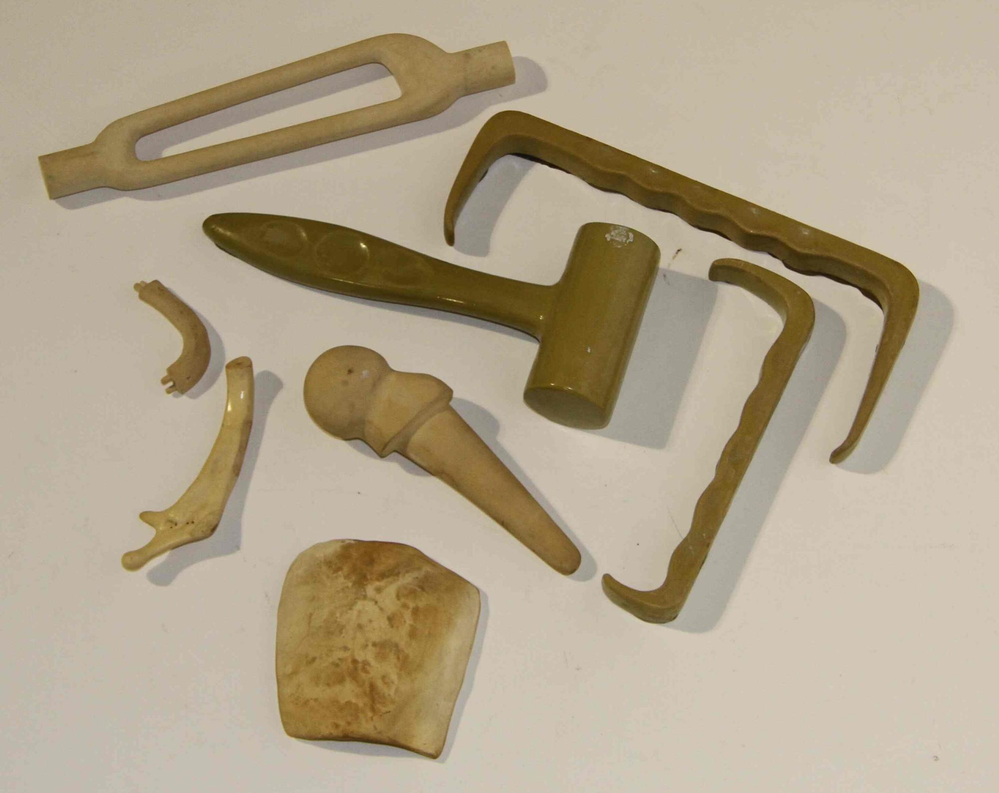 A Group of Haeger Pottery Bone and Joint Models Width of skull 5 1/4 inches.