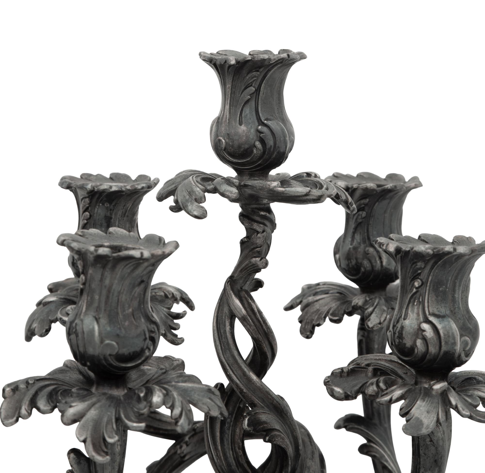 A Pair of Louis XV Style Silver-Plate Candelabra